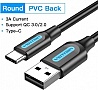 ���� ������ USB 2.0 AM to USB-C 1.0m 3A black Vention (COKBF)