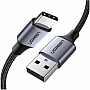 ���� ������ USB 2.0 AM to USB-C 2.0m US288 Aluminum Braid Black Ugreen (60128)