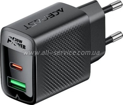 �������� ������� Acefast 2xUSB 30W Gan A98 Black (6974316283263)