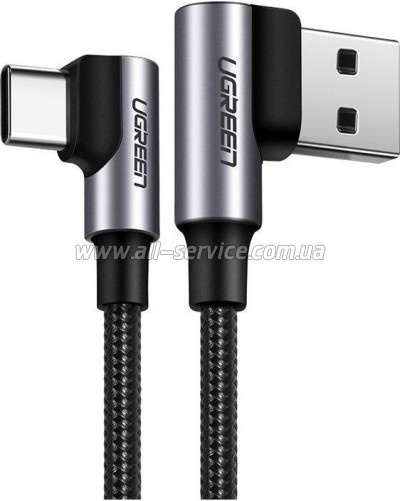 ���� ������ USB 2.0 AM to USB-C 0.5m 3A 90� corner US176 black Ugreen (20855)