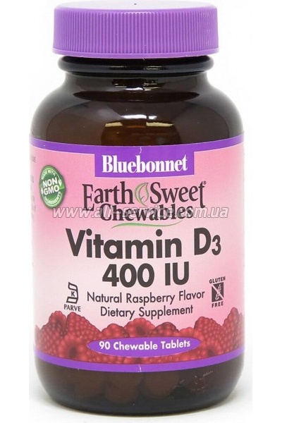  Bluebonnet Nutrition  D3 400IU,  , Earth Sweet Chewables, 90  (BLB0360)
