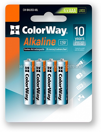  ColorWay AAA LR03 Alkaline Power * 4 blister (CW-BALR03-4BL)
