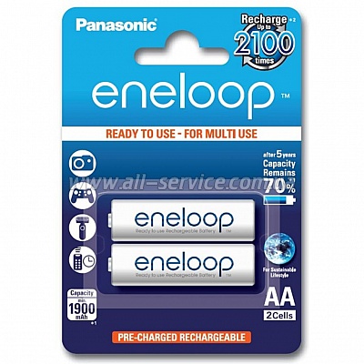  Panasonic Eneloop AA 1900 2BP mAh NI-MH (BK-3MCCE/2BE)