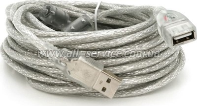 ���� ������ USB 2.0 AM/AF 10.0m ferrite transparent white Voltronic (YT-AM/AF-10TBL)
