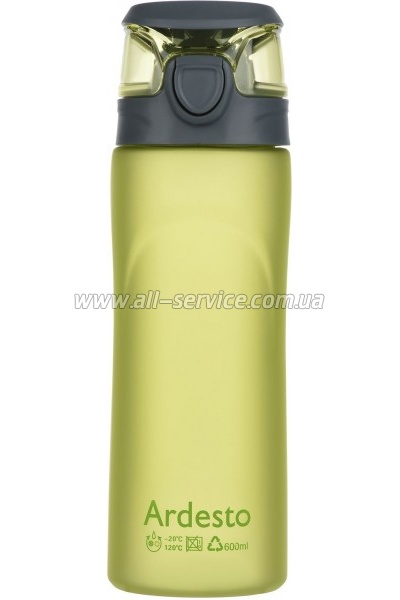 Бутылка для воды Ardesto Matte Bottle 600мл Green (AR2205PG) Бутылка для воды Ardesto Matte Bottle 600мл Green (AR2205PG)