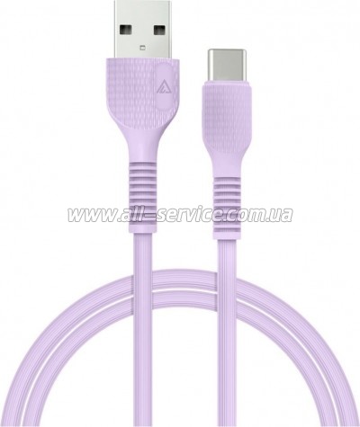 Дата кабель USB 2.0 AM to USB-C 1.2m Purple ACCLAB (1283126518270) Дата кабель USB 2.0 AM to USB-C 1.2m Purple ACCLAB (1283126518270)
