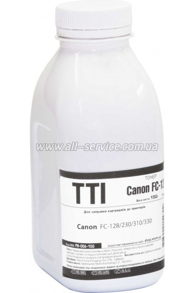 Тонер TTI Canon FC-128/ 230/ 310/ 330 бутль 1000г (PB-006) Тонер TTI Canon FC-128/ 230/ 310/ 330 бутль 1000г (PB-006)