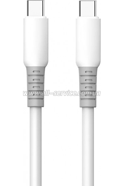 ���� ������ USB-C to USB-C 1.0m 3A PD60W liquid silicone white ColorWay (CW-CBPDCC093-WT)