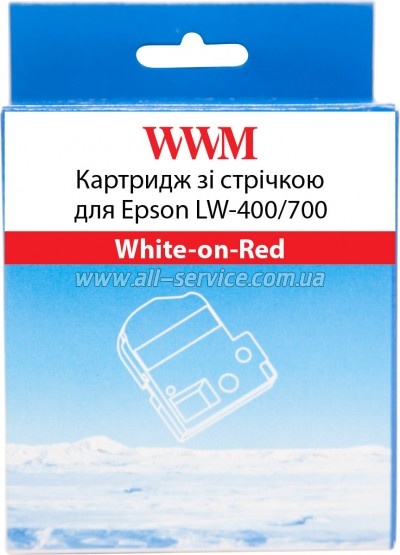 �������� WWM ��� Epson LW-400/ 700 18mm � 8m White-on-Red (WWM-SD18R)