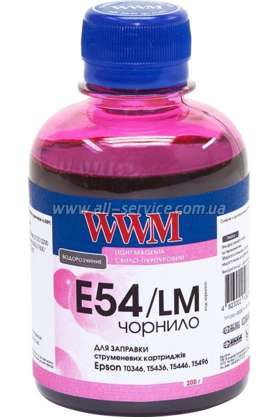  WWM 200 EPSON Stylus Photo 2100/ 2200/ Pro 4000/ 7600/ 9600/ 10600 Light Magenta (E54/LM)
