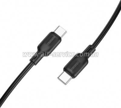 Дата кабель USB-C to USB-C 1.0m 60W silicone black BOROFONE (6941991115455) Дата кабель USB-C to USB-C 1.0m 60W silicone black BOROFONE (6941991115455)