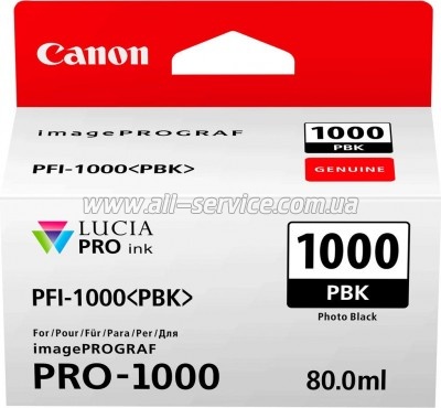  Canon PFI-1000PBK Photo Black (0546C001)