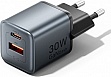 �������� ������� Vention 1xUSB-C PD30W + 1xUSB QC3.0 18W GaN gray (FEWH0-EU)