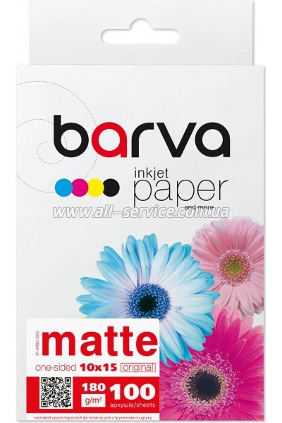 Фотобумага Barva Original Matte 180г/м 10x15 100л (IP-A180-255) Фотобумага Barva Original Matte 180г/м 10x15 100л (IP-A180-255)