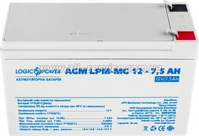 Батарея к ИБП LogicPower LPM MG 12V 7.5Ah (6554) Батарея к ИБП LogicPower LPM MG 12V 7.5Ah (6554)