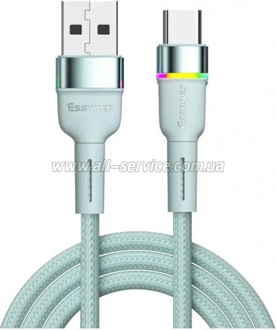 ���� ������ USB 2.0 AM to USB-C 1.0m 3A LED blue Essager (EXCT-XCD03)