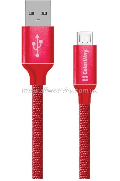 ���� ������ USB 2.0 AM to Micro 5P 2.0m red ColorWay (CW-CBUM009-RD)