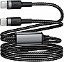 ���� ������ USB-C to 2xUSB-C 1.2m 100W nylon black Acefast (6974316285120)