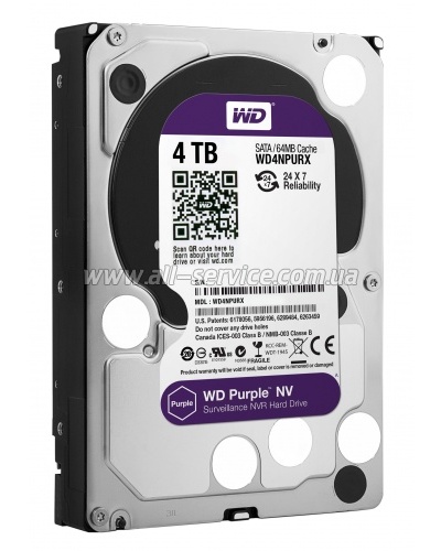  4TB WD SATA 6GB/S 64MB PURPLE (WD40PURZ)