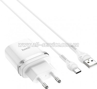 �������� ������� HOCO C12Q Smart USB QC3.0 + cable USB to USB-C 18W White (6931474716309)