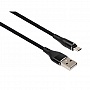   USB 2.0 AM to Micro 5P 1.0m cylindric nylon back Vinga (VCPDCMCANB1BK)