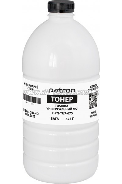 Тонер Patron Toshiba Universal №7 бутль 675г Black (PN-TU7-675) Тонер Patron Toshiba Universal №7 бутль 675г Black (PN-TU7-675)