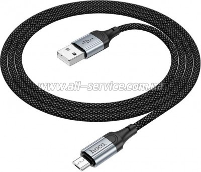 ���� ������ USB 2.0 AM to Micro 5P 1.0m 2.4A nylon X102 black HOCO (6942007608763)