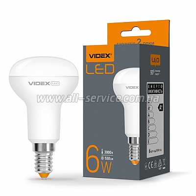  Videx R50e 6W E14 3000K 220V (VL-R50e-06143)