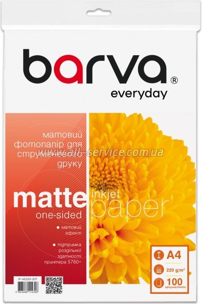 Фотобумага Barva Everyday Matte 220г/м A4 100л (IP-AE220-207) Фотобумага Barva Everyday Matte 220г/м A4 100л (IP-AE220-207)