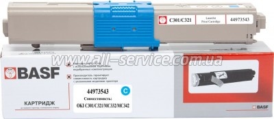 �����-�������� BASF OKI C301/ C321/ MC332/ MC342 ������ 44973543 Cyan (BASF-KT-44973543)