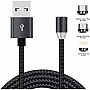 ���� ������ USB 2.0 AM to Lightning + Micro 5P + Type-C 1.2m Magneto bla XoKo (SC-350MGNT-BK)