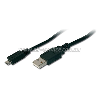  USB 2.0 (AM/microB) DIGITUS 1.8, Black/, bulk (AK-300127-018-S)
