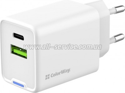 �������� ������� ColorWay C101E GaN Mini 45W PD white (CW-CHS060PD-WT)