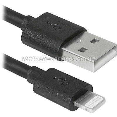  DEFENDER ACH01-03BH USB(AM)-Lightning black 1m (87478)