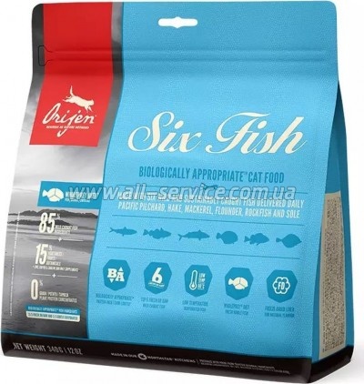     Orijen 6 Fish Cat&kitten 340 (0064992281342)