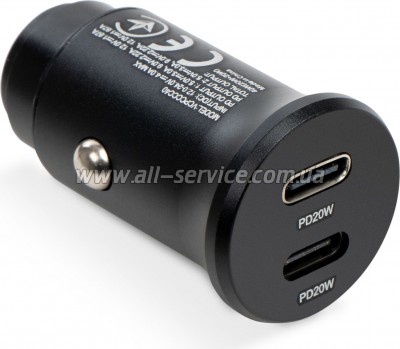 �������� ������� Vinga 40W PD 2xUSB-C Car Charger (VCPCCCC40)