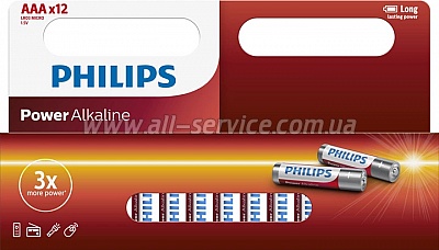  Philips AAA Power Alkaline 1.5V LR03 * 12 (LR03P12W/10)