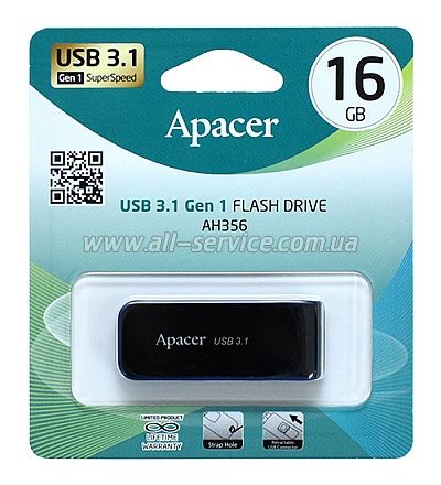  Apacer 16GB AH356 Black USB 3.0 (AP16GAH356B-1)