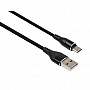   USB 2.0 AM to Type-C 1.0m cylindric nylon back Vinga (VCPDCTCCANB1BK)
