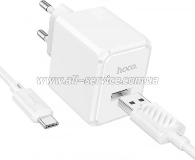 �������� ������� HOCO CS11A USB + cable USB to USB-C white (6942007603614)