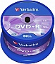  DVD+R Verbatim 4.7 GB/120 min 16x Silver 50 pcs Cake Box (43550)