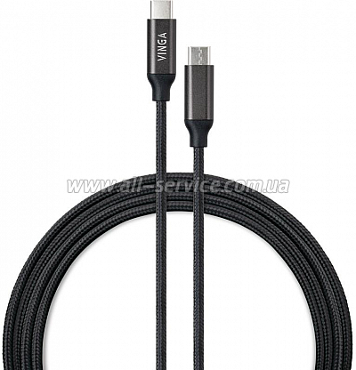   USB-C to USB-C 2.0m 100W E-Mark Chip Nylon Vinga (VCPCTC100BK2)