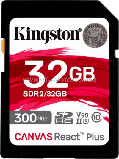   Kingston 32GB class 10 UHS-II U3 Canvas React Plus (SDR2/32GB)