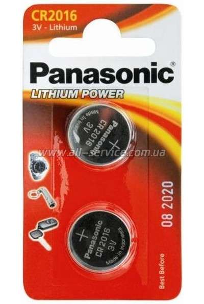  Panasonic CR 2016 * 2 Lithium (CR-2016EL/2B)