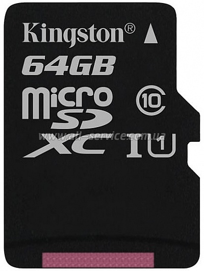   Kingston 64GB microSDXC C10 UHS-I (SDCS/64GBSP)