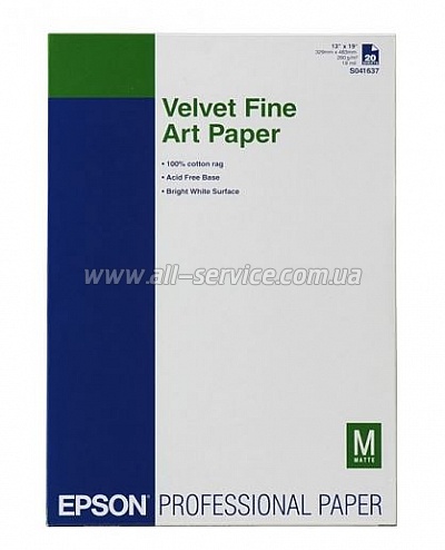  Epson A3+ Velvet FineArt Paper, 20. C13S041637
