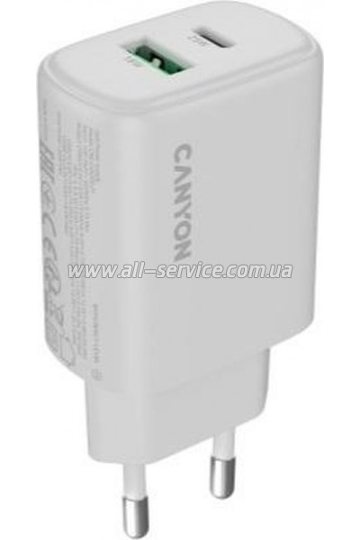 �������� ������� Canyon OnCharge 250 25W 1xPD 1xQC EU White (CNE-CHA250-21)