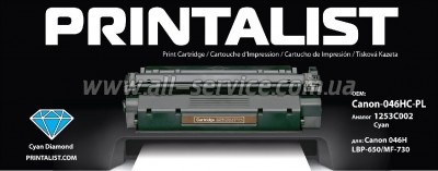 Картридж PRINTALIST Canon 046H Canon LBP-650/ MF-730 аналог 1253C002 Cyan (Canon-046HC-PL) Картридж PRINTALIST Canon 046H Canon LBP-650/ MF-730 аналог 1253C002 Cyan (Canon-046HC-PL)