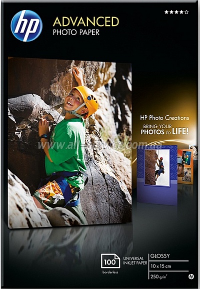  HP 10x15cm Advanced Glossy Photo Paper, 100. (Q8692A)