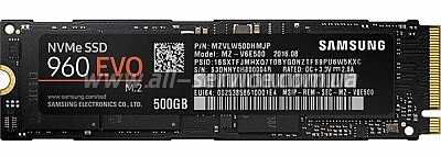SSD  M.2 Samsung 500GB 960 EVO NVMe PCIe 3.0 4x 2280 TLC 3D V-NAND (MZ-V6E500BW)